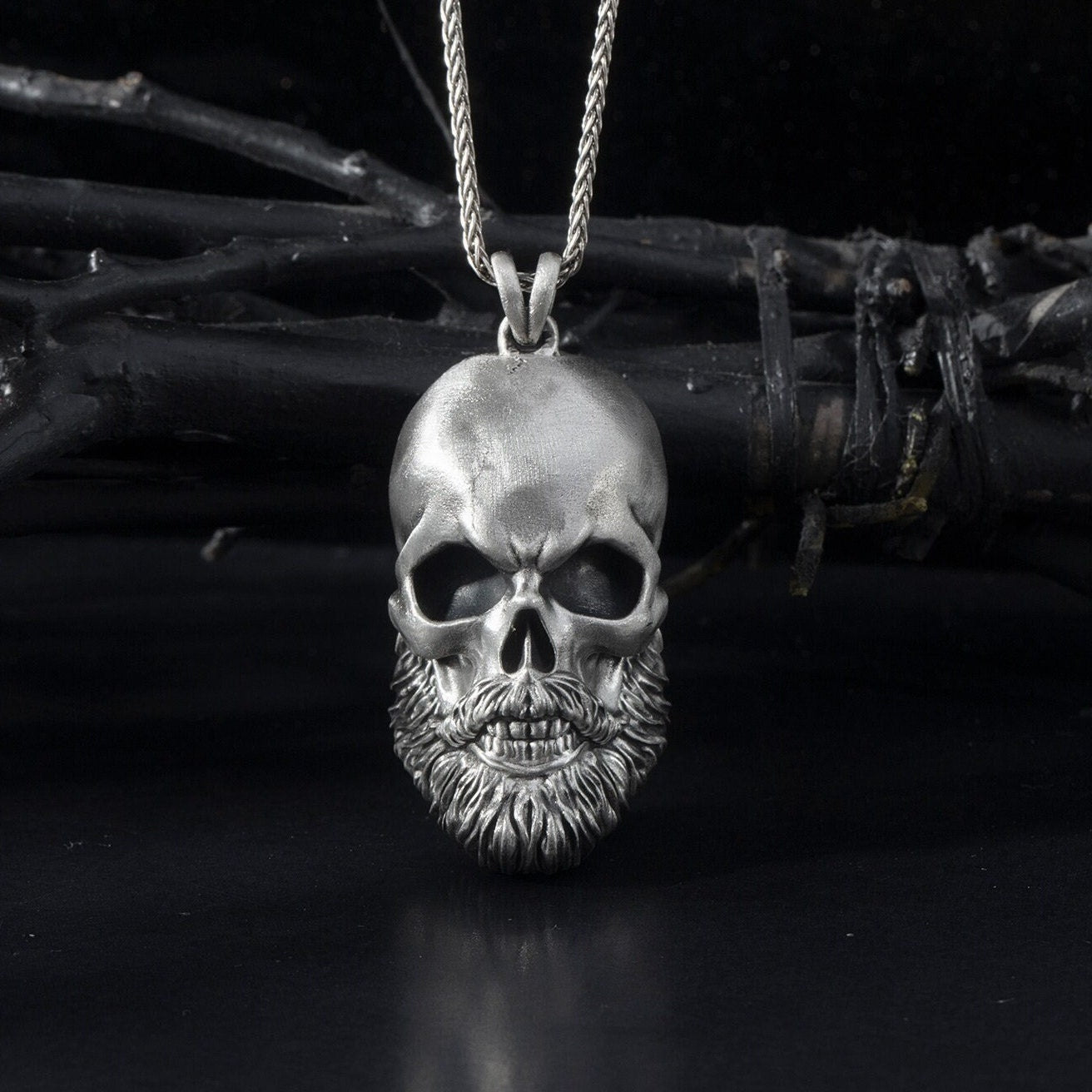 Solid Silver Skull Necklaces, Skull Pendants With Chain, Silver Jewelry For Men's, Skull Necklace For Bikers, Unique Gift For Father's Day