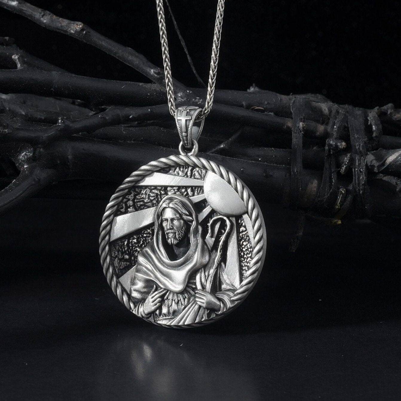 Solid Silver Jesus Men Pendant, Gift For Men's, Jesus Christ Necklace, Religious Jewelry, Catholic Necklace, Unique Gift For Father's Day