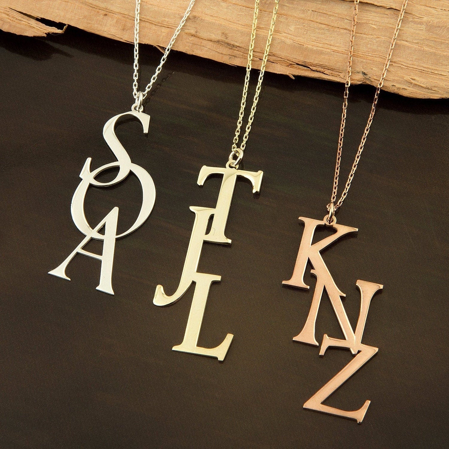 Silver Large Letter Necklaces, Birthday Gifts For Mothers, Gold Plated Big Initial Pendants, Family Initial Necklace, Gift For Mothers Day