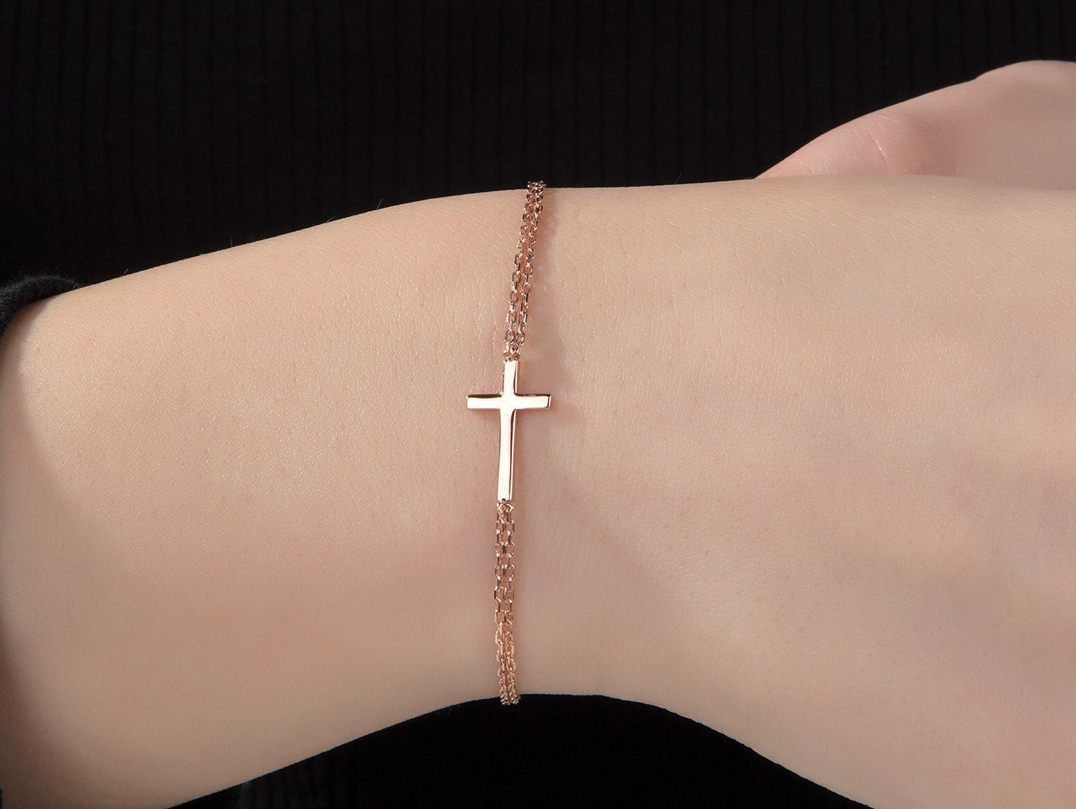 14K Gold Cross Bracelet For Women, 18K Gold Dainty Cross Bracelet, Gift For Mother, Religious Jewelry, Gifts For Her, Gift For Mothers Day