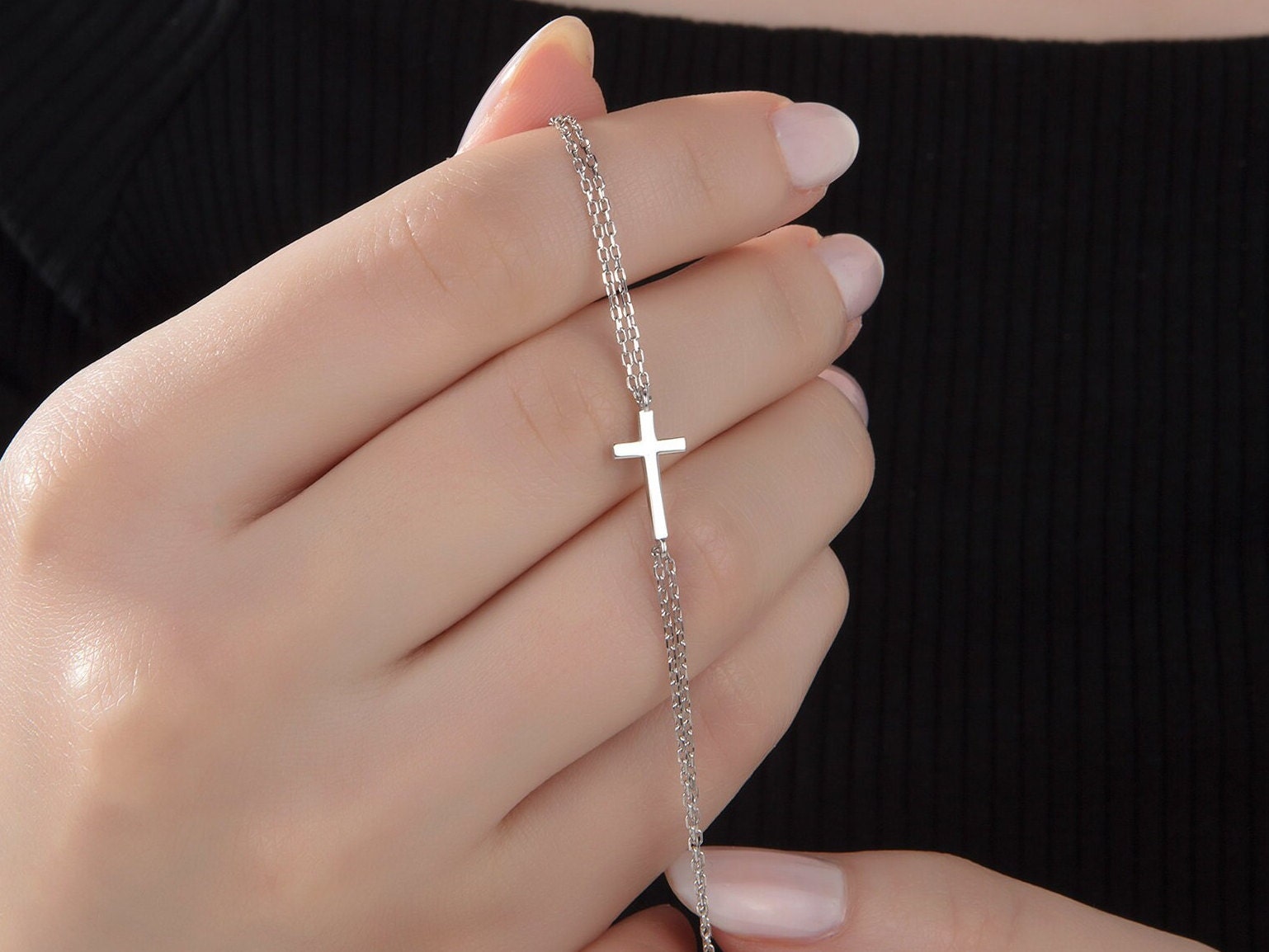 14K Gold Cross Bracelet For Women, 18K Gold Dainty Cross Bracelet, Gift For Mother, Religious Jewelry, Gifts For Her, Gift For Mothers Day
