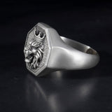 Handmade Silver Lion Statement Ring, Signet Lion Ring For Men, Gift For Fathers, Mens Jewelry, Lion Head Ring, Unique Gift For Father's Day