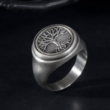 Sterling Silver Family Tree Ring, Tree Of Life Signet Rings, Boho Viking Men Rings, Scandinavian Men Jewelry, Unique Gift For Father's Day