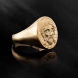 14K Solid Gold Christ Jesus Man Ring, 10K Jesus Statement Rings for Men, Gifts For Men, 18K Religious Rings, Unique Gift For Father's Day