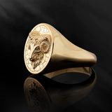14K Gold Ram Ring For Men, Men's Gold Statement Rings, 18K Solid Gold Ram Zodiac Ring, Animal Jewelry For Men, Unique Gift For Father's Day