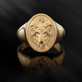 14K Gold Ram Ring For Men, Men's Gold Statement Rings, 18K Solid Gold Ram Zodiac Ring, Animal Jewelry For Men, Unique Gift For Father's Day