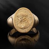 14K Solid Gold Jesus Statement Ring, 10K Gold Jesus Head Ring, Religious Catholic Mens Rings, Gift For Father, Unique Gift For Father's Day