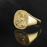 14K Gold Shepherd Jesus Men's Ring, Relief Jesus Signet Rings, 10K Messiah Christ Ring, Religious Man Jewelry, Unique Gift For Father's Day