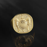 14K Gold St Michael The Archangel Ring, Saint Michael Commander Of The Army Of God, Religious Signet Man Ring, Unique Gift For Father's Day