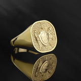 14K Gold St Michael The Archangel Ring, Saint Michael Commander Of The Army Of God, Religious Signet Man Ring, Unique Gift For Father's Day