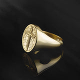 14K Solid Gold Relief Crucifix Ring, 10K Unique Cross Ring, Cross Wedding Band For Men, Religious Man Jewelry, Unique Gift For Father's Day