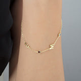 Custom Initial Bracelet with Birthstone