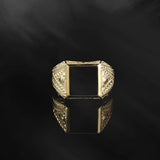 14K Gold Signet Square Onyx Men Rings, Solid Gold Black Onyx Ring, Engagement Man Rings, Wedding Ring For Men, Unique Gift For Father's Day