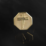 14K Solid Gold Crucifix Ring, 10K Cross Statement Man Ring, Religious Signet Rings For Men, Unique Cross Ring, Unique Gift For Father's Day