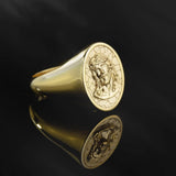 18K Gold Relief Jesus Christ Rings, 14K Gold Savior Crowned Messiah Rings, Religious Christian Men's Jewelry, Unique Gift For Father's Day