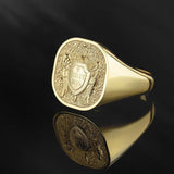 14K Gold St Michael The Archangel Ring, Saint Michael Commander Of The Army Of God, Religious Signet Man Ring, Unique Gift For Father's Day