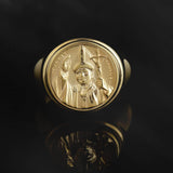 14K Gold Pope Joannes Paulus Ring, Religious Catholic Man Rings, St Joannes Paulus II Redemptionis 1983 Medal, Unique Gift For Father's Day