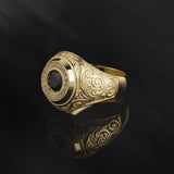 14K Gold Unique Black Diamond Ring, 10K Diamond Signet Man Ring, Solid Gold Wedding Engagement Rings For Men, Unique Gift For Father's Day