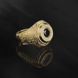 14K Gold Unique Black Diamond Ring, 10K Diamond Signet Man Ring, Solid Gold Wedding Engagement Rings For Men, Unique Gift For Father's Day