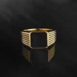 Men’s Black Onyx Square Gold Ring – Solid 10K, 14K & 18K Gold