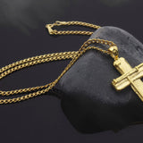 18K Solid Gold Cross Necklaces For Men, 14K Gold Jesus Crucifix Cuban Chain Necklace, Unisex Religious Jewelry, Unique Gift For Father's Day