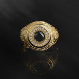 14K Gold Unique Black Diamond Ring, 10K Diamond Signet Man Ring, Solid Gold Wedding Engagement Rings For Men, Unique Gift For Father's Day