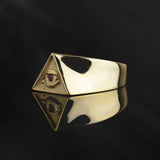 14K Gold Freemason Ring, Solid Gold Master Mason Ring, Freemasonry Ring, Knights Templar Ring, Illuminati Eye, Unique Gift For Father's Day