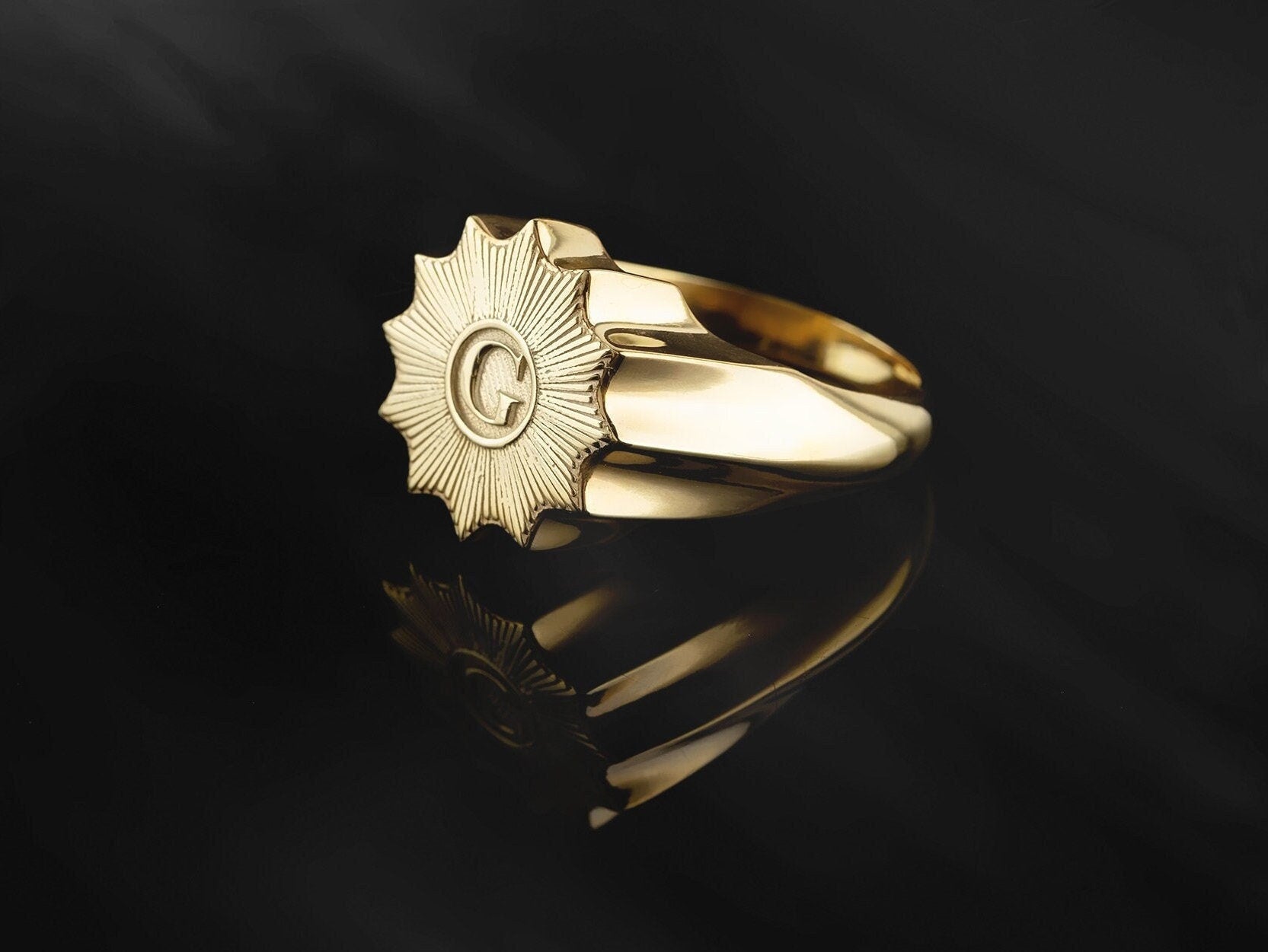 Solid Gold Masonic Star Rings, Religious Jewelry Gift For Mason Men's, 14K Master Mason Bands, Freemason Ring, Unique Gift For Father's Day