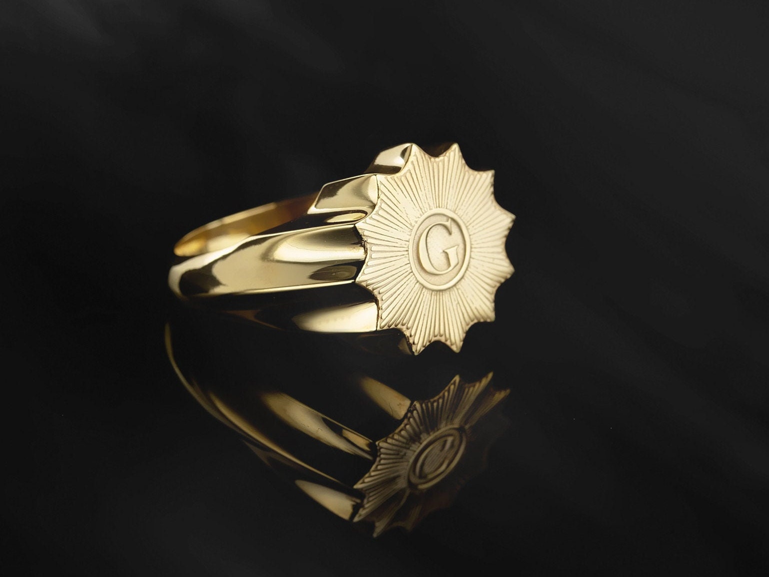 Solid Gold Masonic Star Rings, Religious Jewelry Gift For Mason Men's, 14K Master Mason Bands, Freemason Ring, Unique Gift For Father's Day