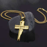 18K Solid Gold Cross Necklaces For Men, 14K Gold Jesus Crucifix Cuban Chain Necklace, Unisex Religious Jewelry, Unique Gift For Father's Day