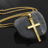 10K Solid Gold Cross Necklace For Men, 14K Gold Crucifix Cuban Chain Necklace, Gift For Men, Religious Jewelry, Unique Gift For Father's Day