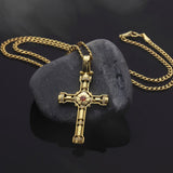 14K Solid Gold Cross Necklace, Zircon Diamond Crucifix Pendant, Gold Cross Necklace For Men, Religious Jewelry, Unique Gift For Father's Day