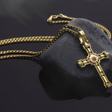 14K Solid Gold Cross Necklace, Zircon Diamond Crucifix Pendant, Gold Cross Necklace For Men, Religious Jewelry, Unique Gift For Father's Day