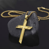 18K Solid Gold Cross Necklace For Men, Gold Cross Cuban Chain Necklace, Crucifix Necklaces, Religious Jewelry, Unique Gift For Father's Day