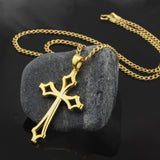 14K Gold Cross Cuban Chain Necklace, Cross Necklace For Men, Religious Jewelry, Solid Gold Crucifix Necklaces, Unique Gift For Father's Day