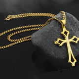 14K Gold Cross Cuban Chain Necklace, Cross Necklace For Men, Religious Jewelry, Solid Gold Crucifix Necklaces, Unique Gift For Father's Day