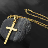 10K Solid Gold Cross Necklace For Men, 14K Gold Crucifix Cuban Chain Necklace, Gift For Men, Religious Jewelry, Unique Gift For Father's Day