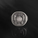 St. Michael Shield Signet Silver Ring - Archangel Michael Ring