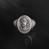 925 Sterling Silver Jesus Signet Ring
