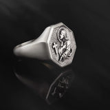 Sterling Silver Jesus & Cross Statement Ring