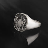 St. Michael Shield Signet Silver Ring - Archangel Michael Ring