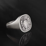 St. Michael Shield Signet Silver Ring - Archangel Michael Ring