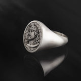 925 Sterling Silver Jesus Signet Ring