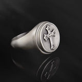 Sterling Silver Cross Medal Ring, Crucifix Signet Man Rings, Religious Gift For Dad, Cross Statement Man Ring, Unique Gift For Father's Day