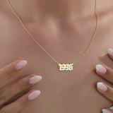 Custom Old English Number Necklace