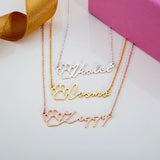 Custom Pet Name Necklace with Paw Print – Animal Lover Jewelry