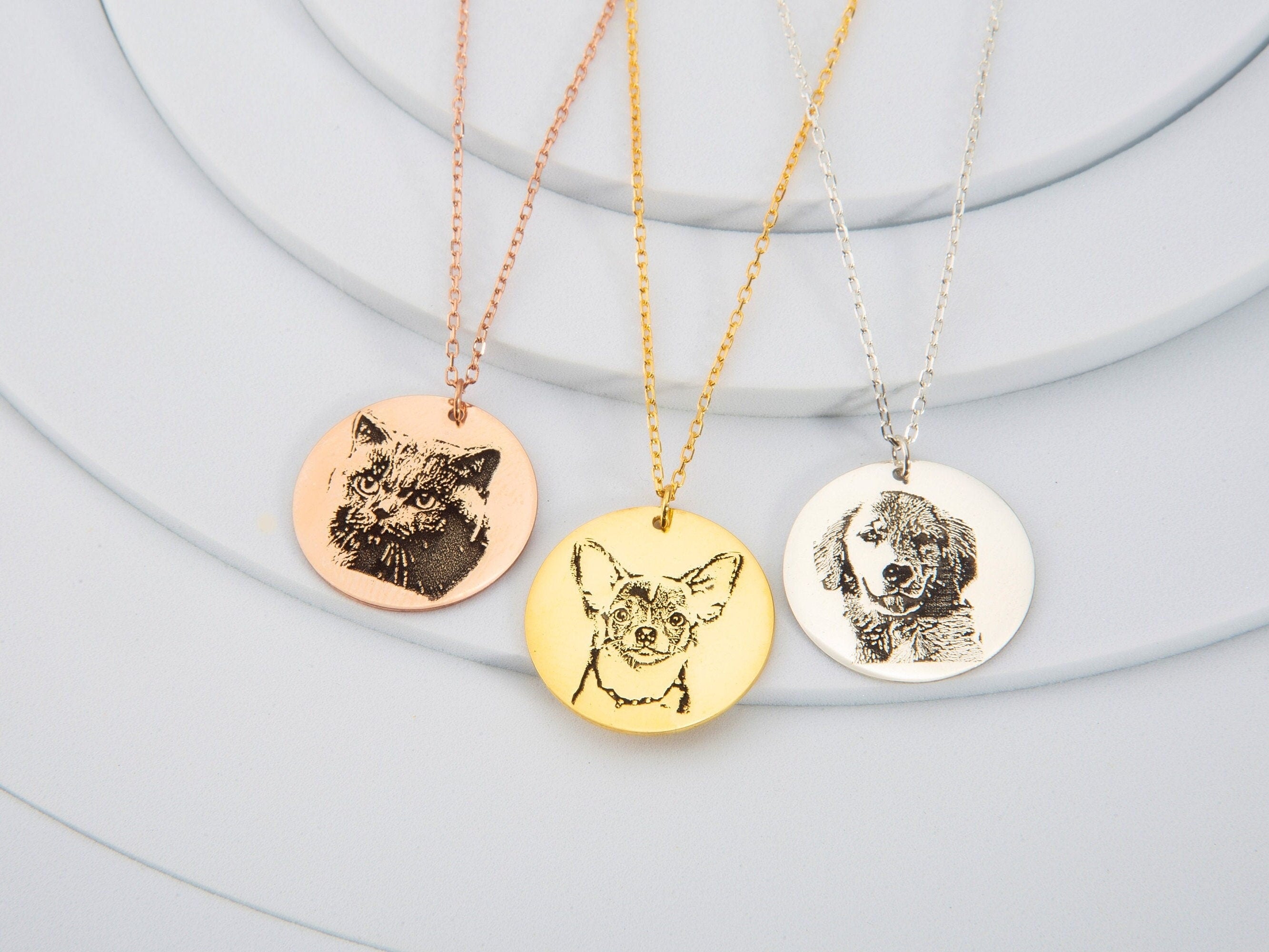 Pet Portrait Photo Necklaces, Custom Gift For Pets Mom, Pet Name Necklace, Animal Picture Pendant, Gifts For Pet Lover, Gift For Mothers Day