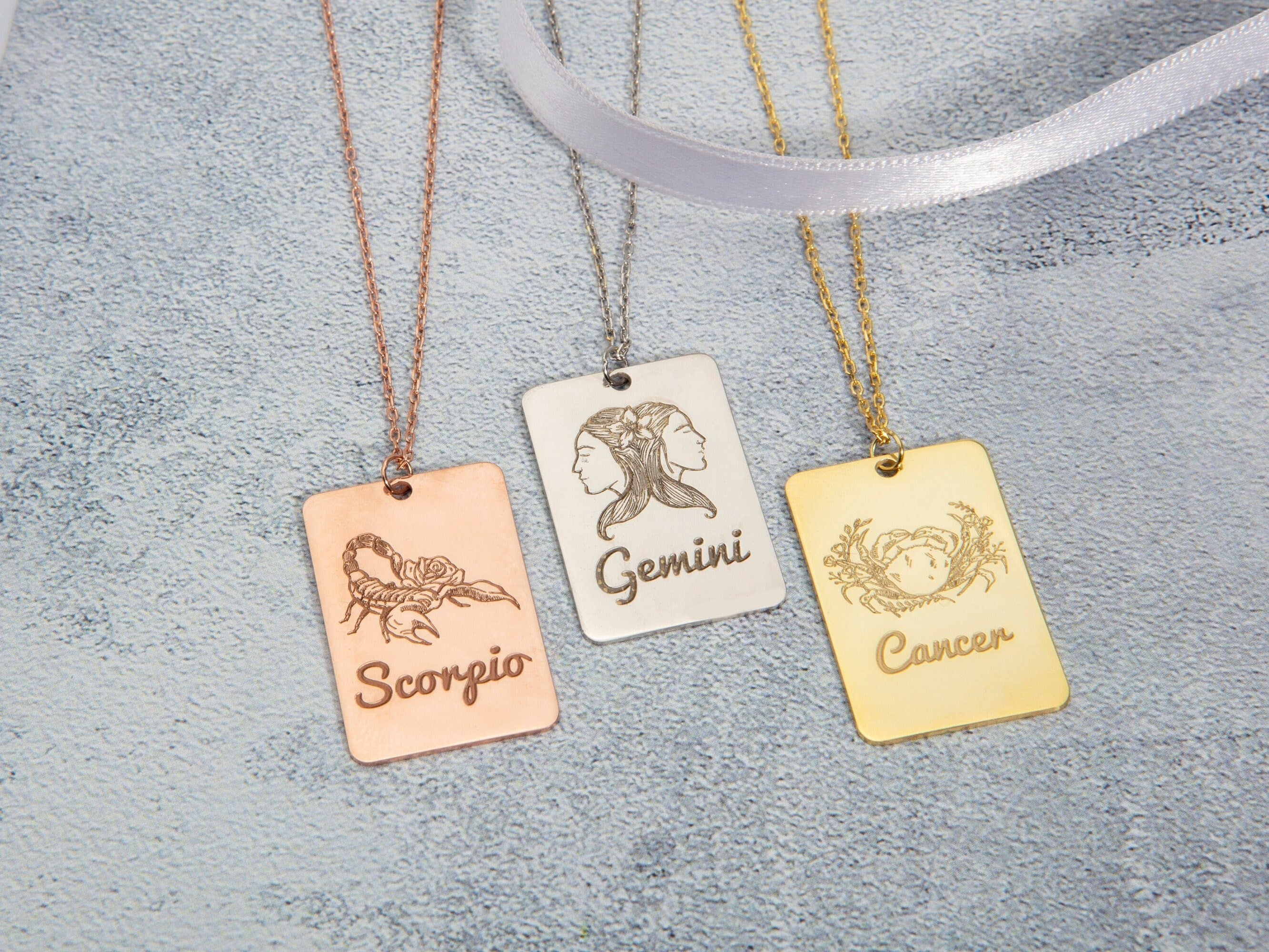 Silver Zodiac Sign Necklaces, Gold Plated Zodiac Pendants, Personalized Gifts, Custom Made Jewelry, Celestial Necklace, Gift For Mothers Day