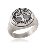 Sterling Silver Family Tree Ring, Tree Of Life Signet Rings, Boho Viking Men Rings, Scandinavian Men Jewelry, Unique Gift For Father's Day
