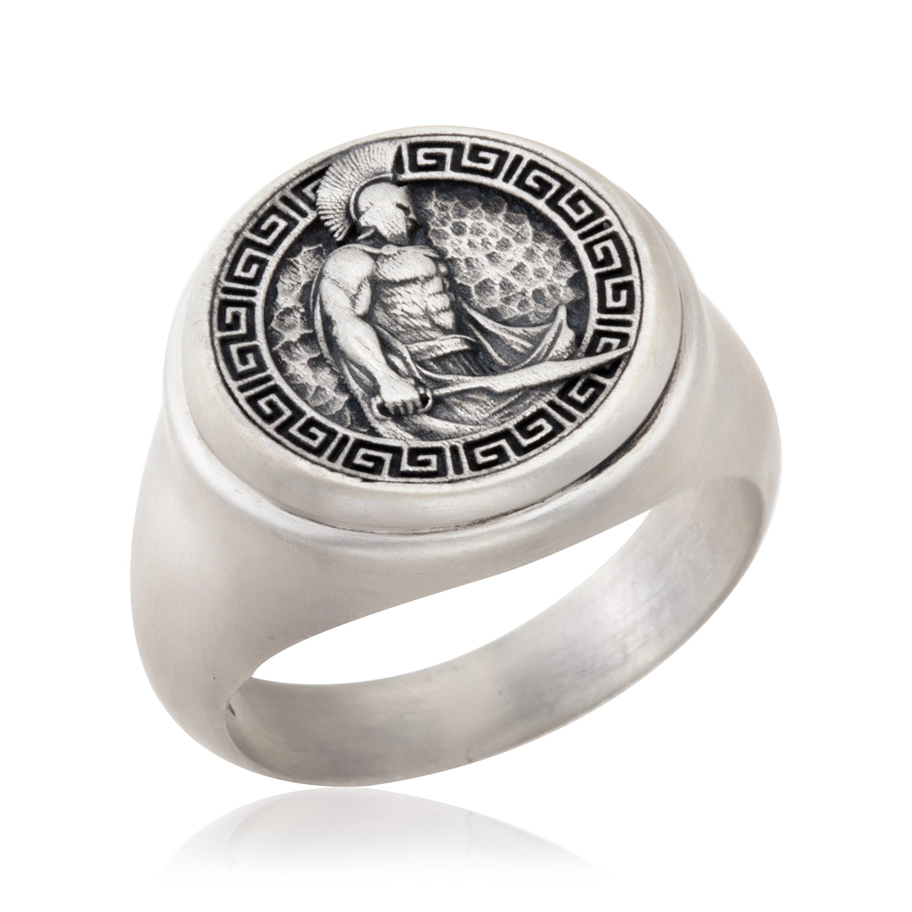 Silver Greek Warrior Ring, Spartan Leonidas Ring, Statement Rings For Men, Mens Jewelry, Gifts For Boyfriends, Unique Gift For Father's Day